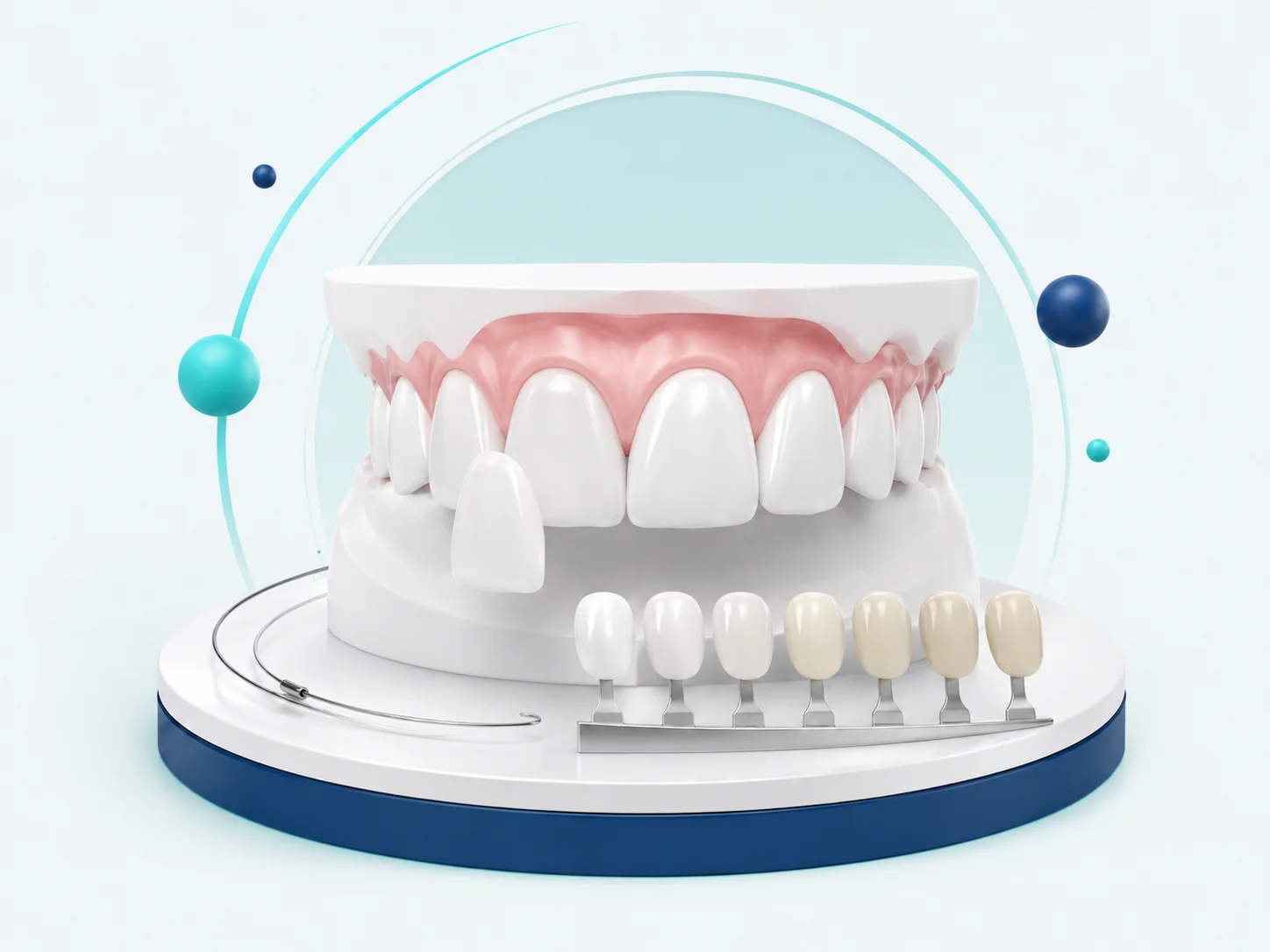 Dental tooth shade guide used for professional teeth whitening assessment