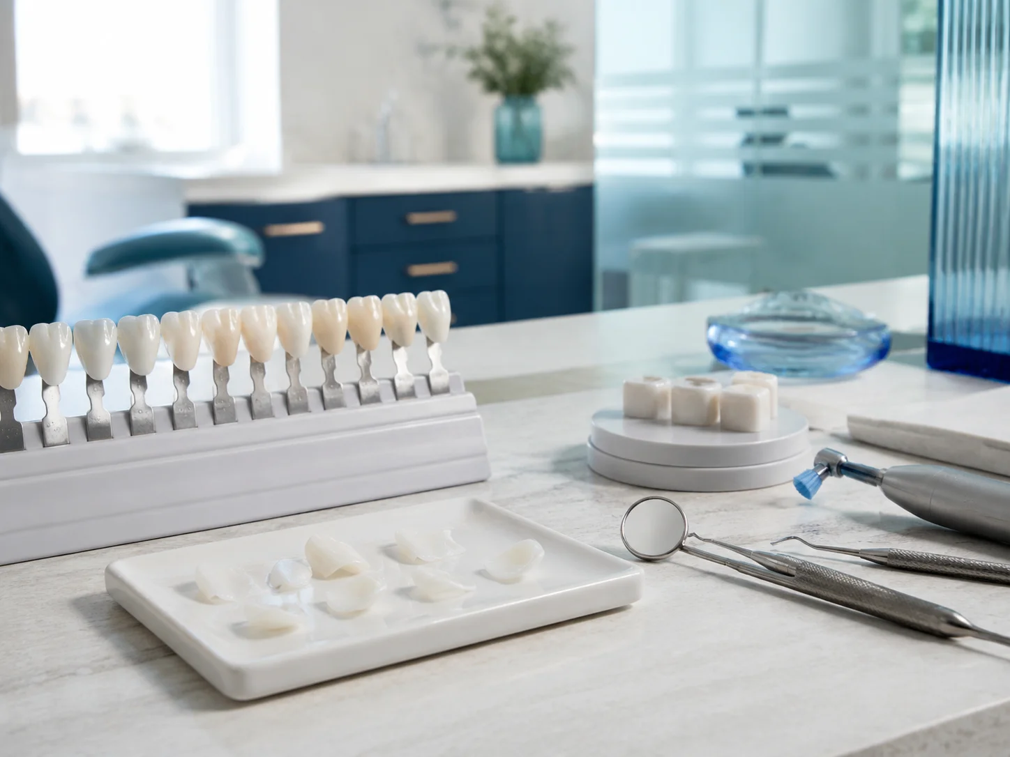 Dental implants and partial denture prepared for treatment planning